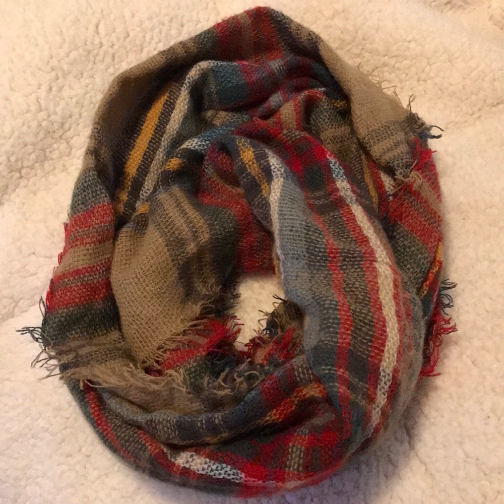 Plaid infinity scarf